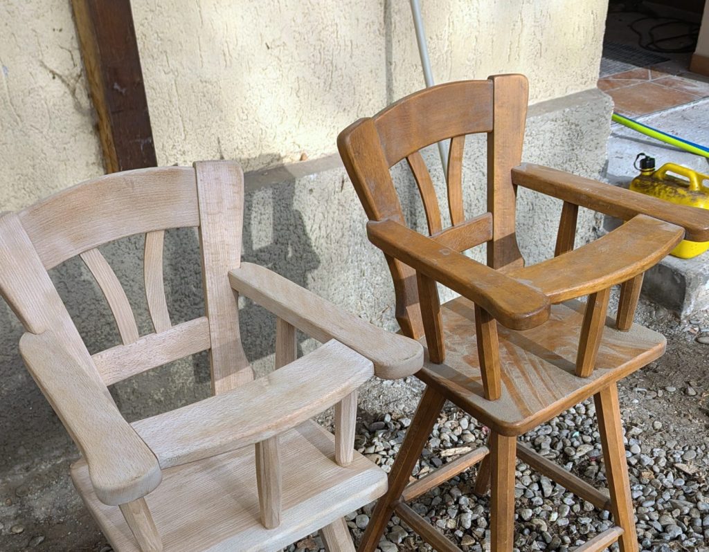 Sandstrahlen Möbel Holz vorher nachher